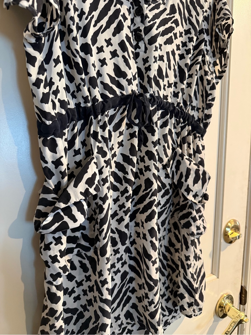 Stussy Black and White Printed Dress 100% Silk - Picture 6 of 6